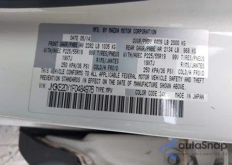 2015 Mazda Cx-5 Grand Touring z USA, uszkodzony, nr VIN JM3KE2DY1F0484976